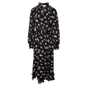 Les Revêries Tie-front Maxi Dress in Floral Print Silk